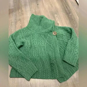 KilKenny Louisburgh Cable Cardigan Ireland Made 100% Merino Wool Green  Sz S